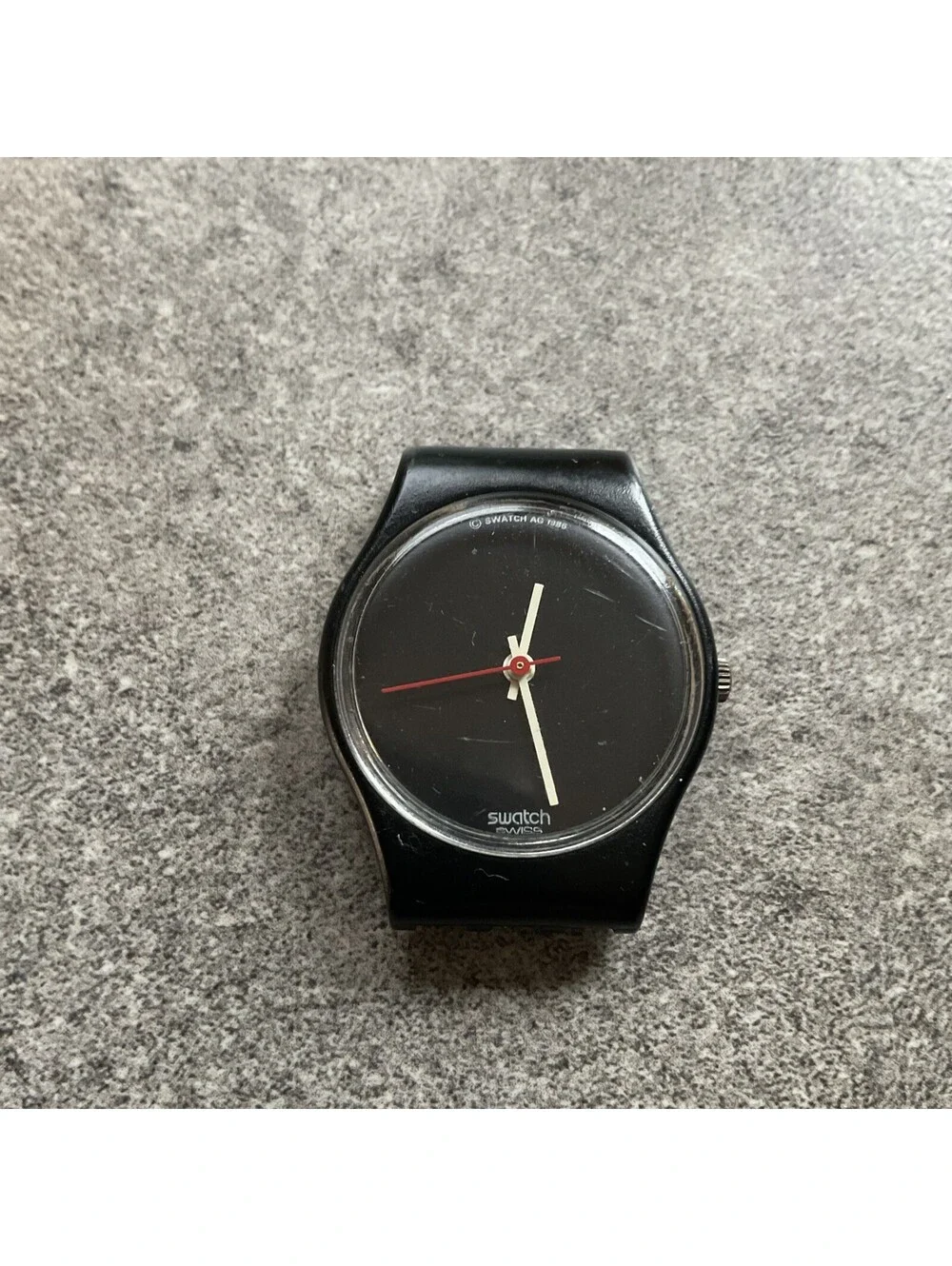 Swatch LB114 Black Pearl AG-1986 Vintage Wristwatch 25mm Case Needs Band A17
